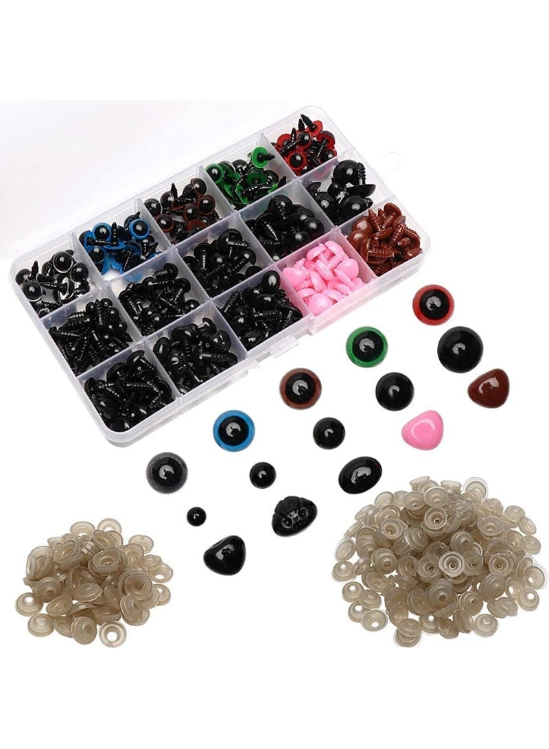 ChicAbode 570 Pcs Plastic Safety Eyes and Noses with Washers, Diameter 6~14mm Craft Doll Eyes and Teddy Bear Nose, Well Polished and Durable, for Amigurumi, Crafts Doll, Plush Animal, Teddy Bear Making - Image 1